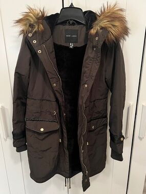 green faux fur lined jacket